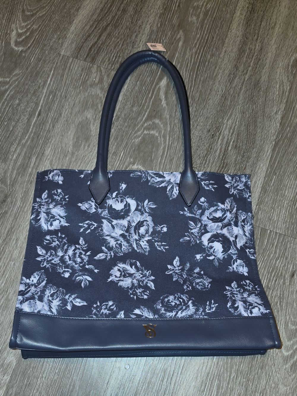 Victoria's Secret Large Tote Bag! Nwts! Purple And White. Gold Logo!